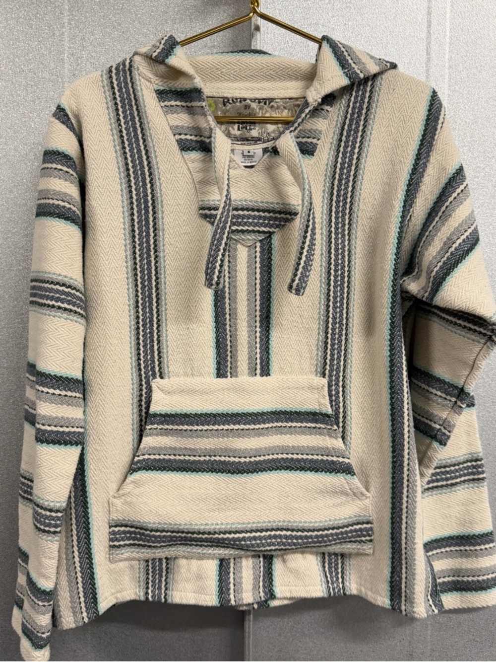 Ron Jon Baja Hoodie Poncho Striped Y2K Surf Boho Small